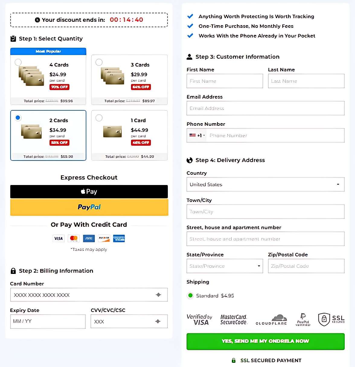 Ondrela - Secure Checkout Page